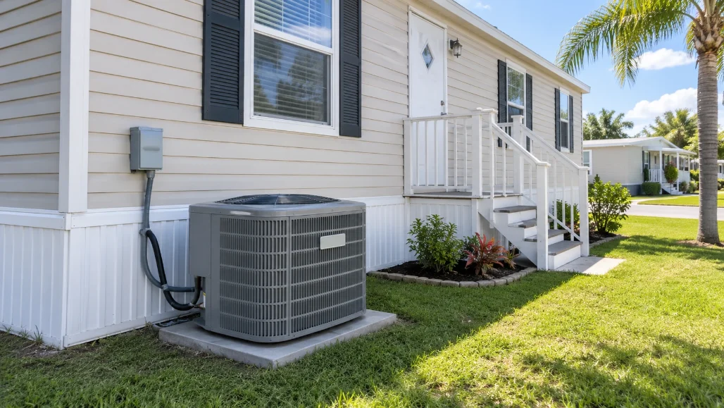 Mobile home air conditioning installation